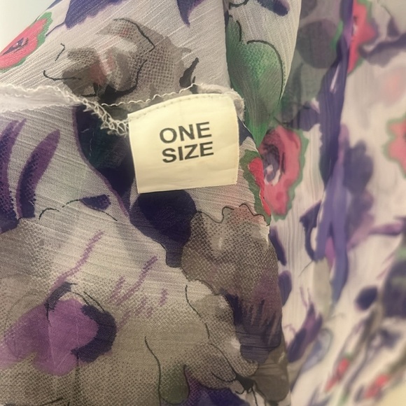 Sheer Purple Floral Swim Coverup, One Size - Picture 7 of 9